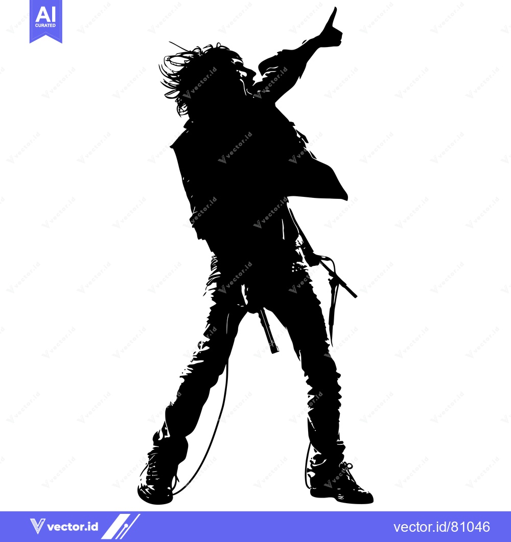 Premium Vector dari Silhouette of a Rock Star Performing on Stage