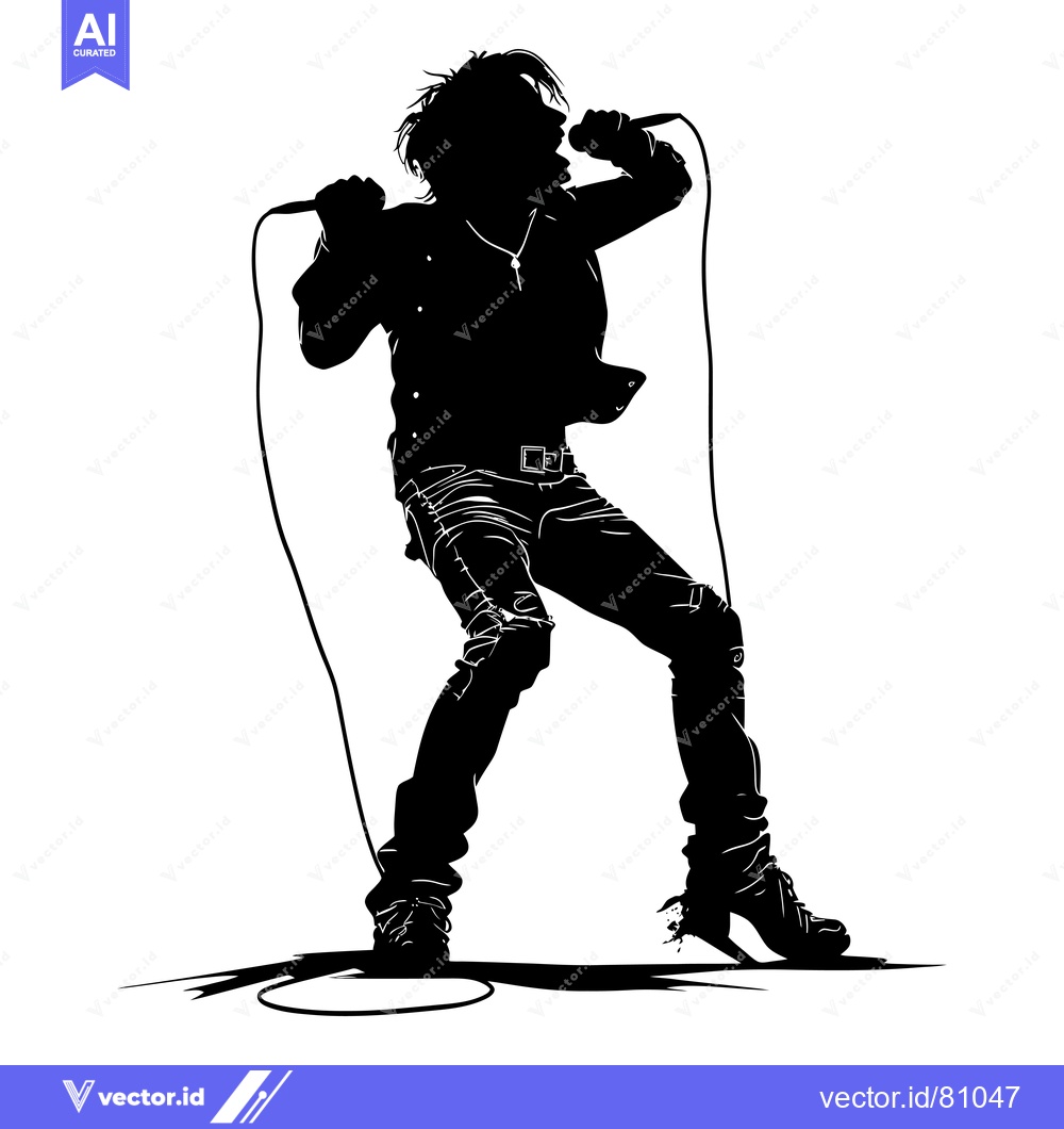 Premium Vector of Silhouette of a Male Singer Performing on Stage