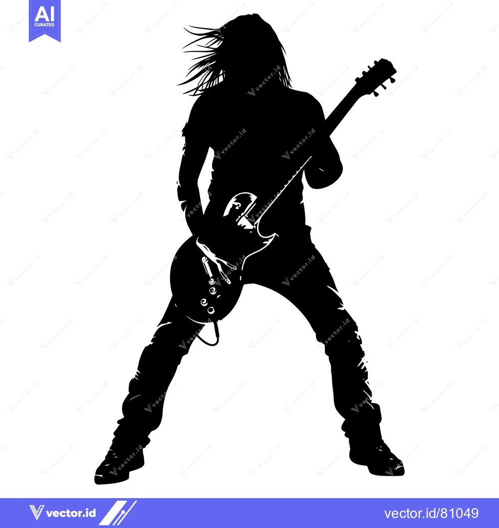 Premium Vector of Silhouette of a Rock Musician Playing an Electric Guitar