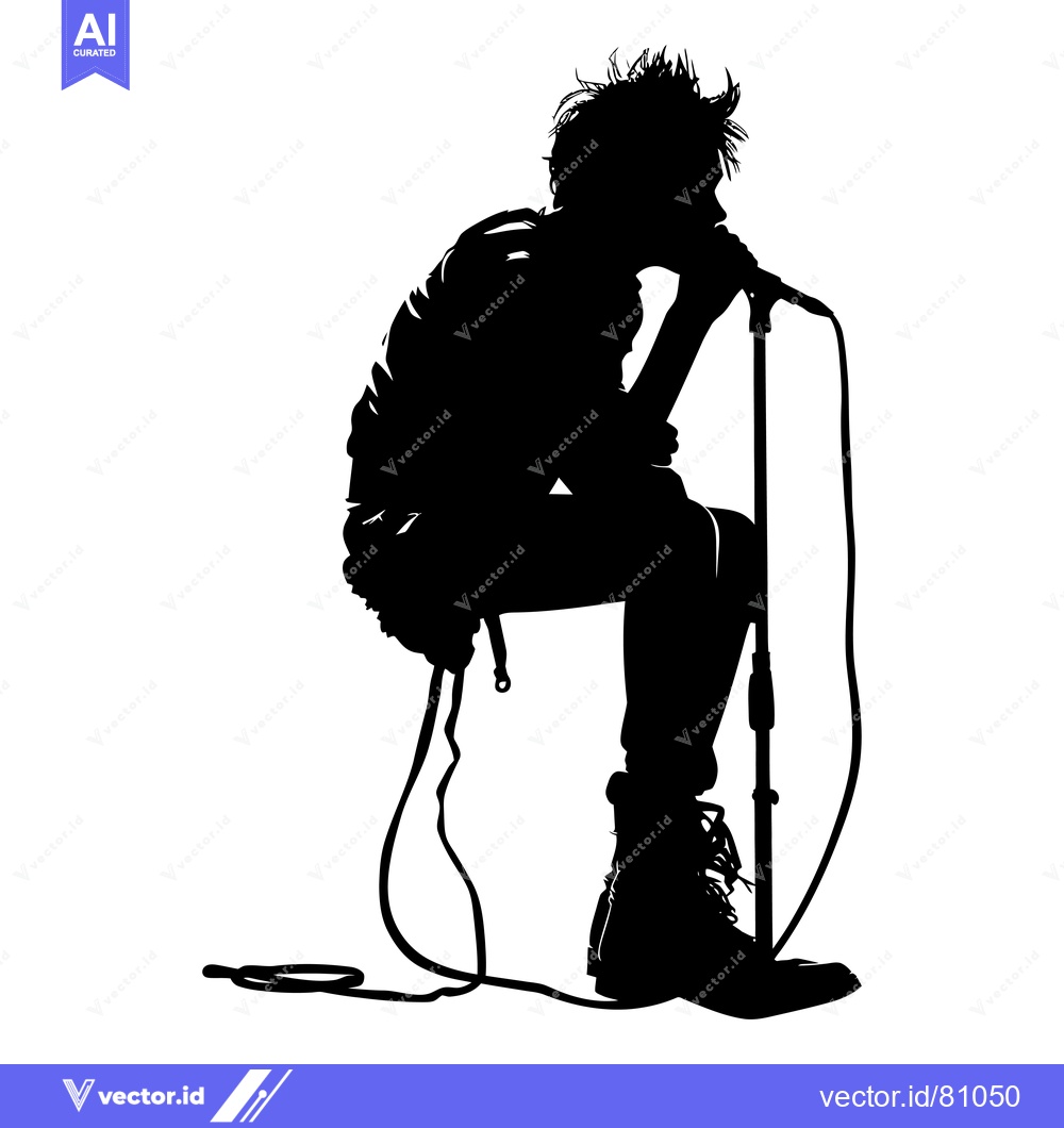 Premium Vector dari Silhouette of a Singer Holding a Microphone