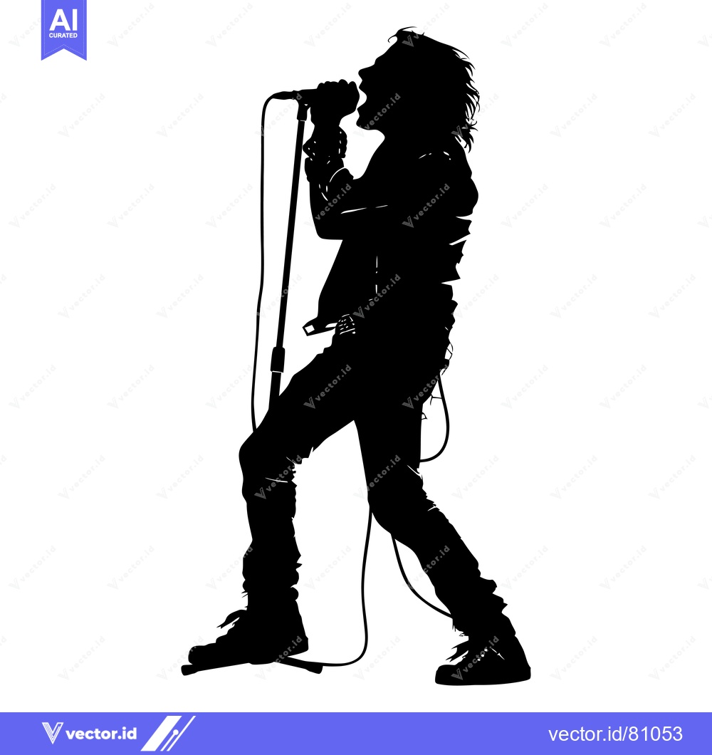 Premium Vector dari Silhouette of a Person Singing into a Microphone