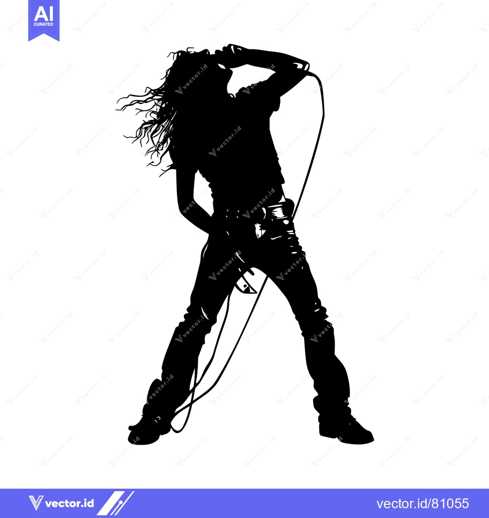 Premium Vector of Silhouette of a Rock Star Singing into a Microphone
