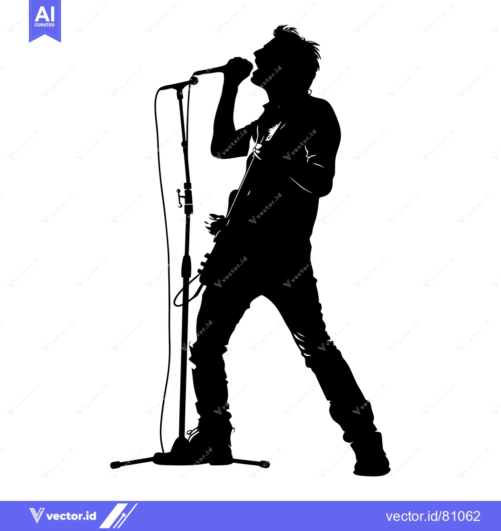 Premium Vector of Silhouette of a Rock Star Singing and Playing Guitar