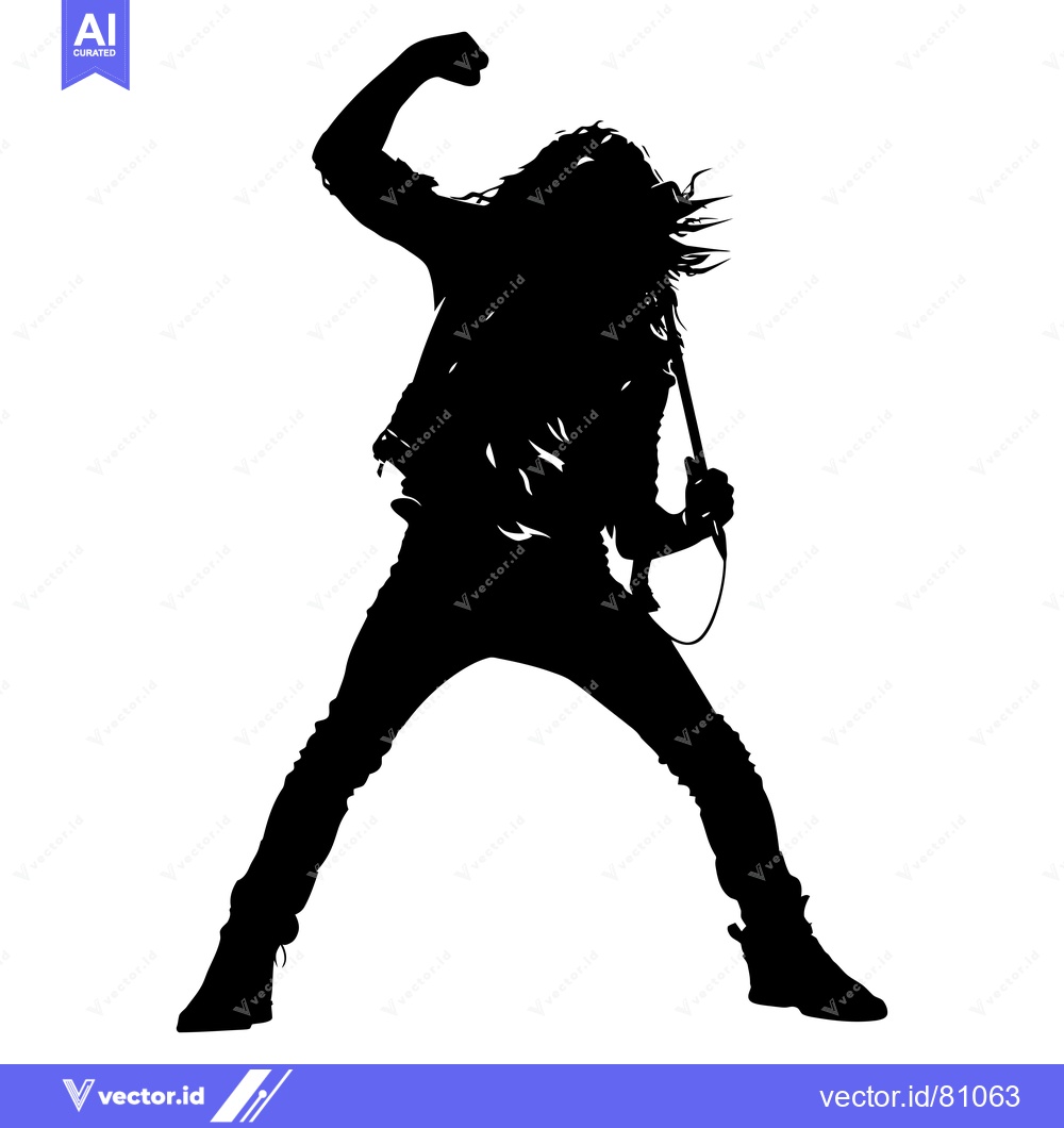 Premium Vector dari Silhouette of a Rock Star Performing on Stage