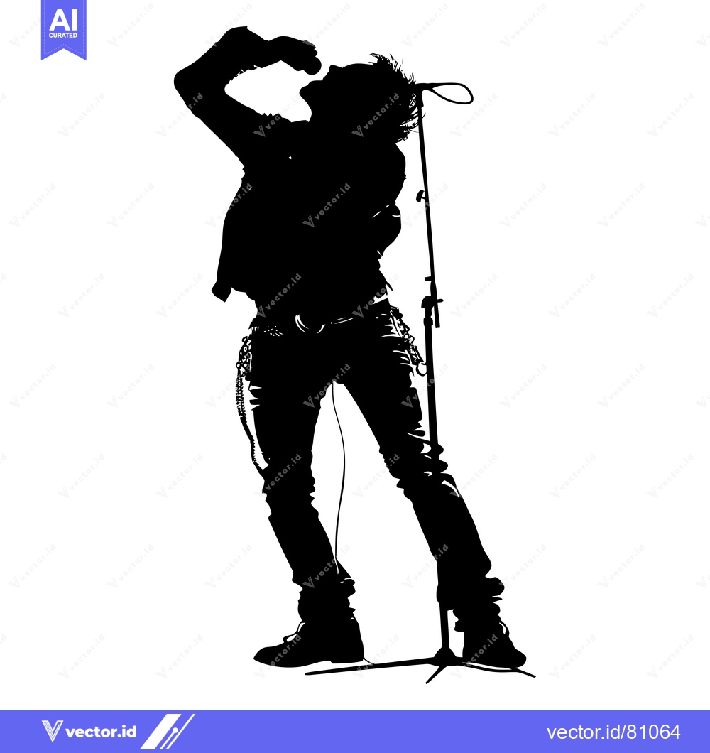 Premium Vector dari Silhouette of a Rock Singer Performing on Stage
