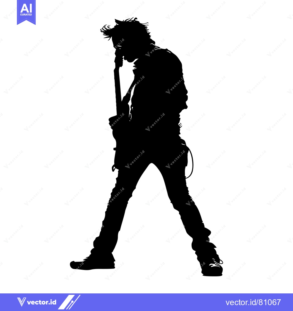 Premium Vector of Silhouette of a Musician Playing an Electric Guitar