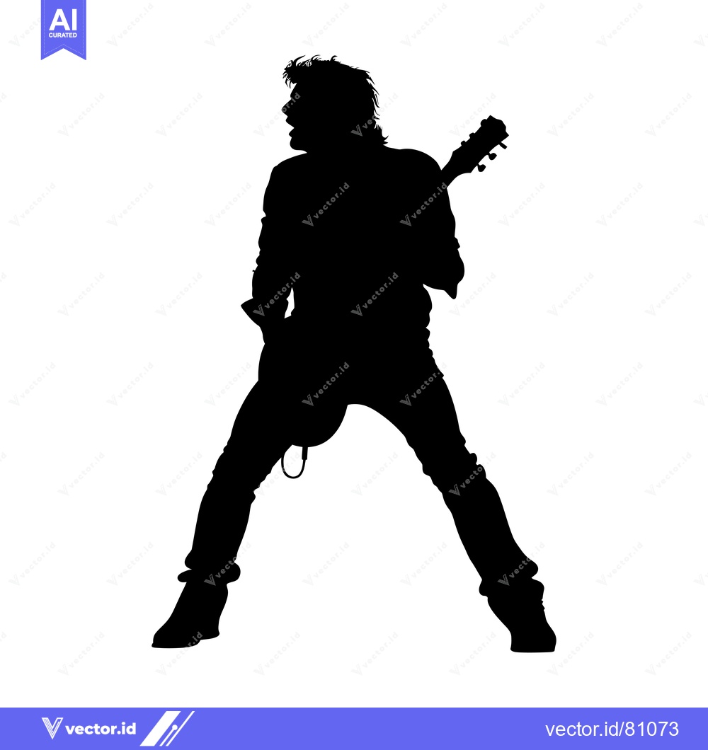 Premium Vector dari Silhouette of a Rock Star Playing Guitar