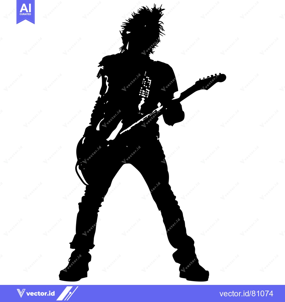 Premium Vector of Silhouette of a Punk Rocker Playing Guitar