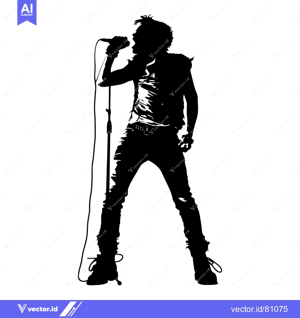 Premium Vector of Silhouette of a Rock Star Singing into a Microphone