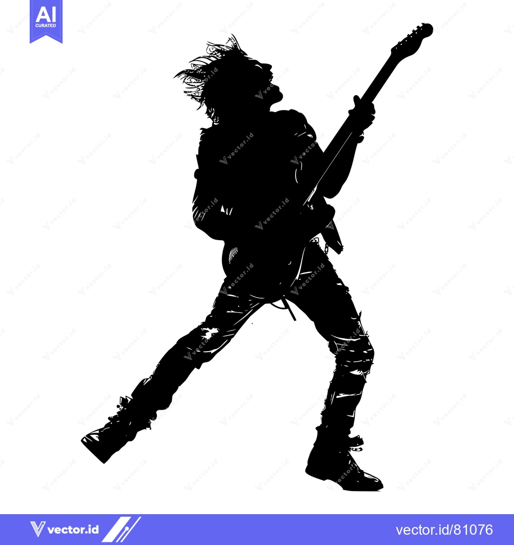 Premium Vector of Silhouette of a Rocker Playing Guitar