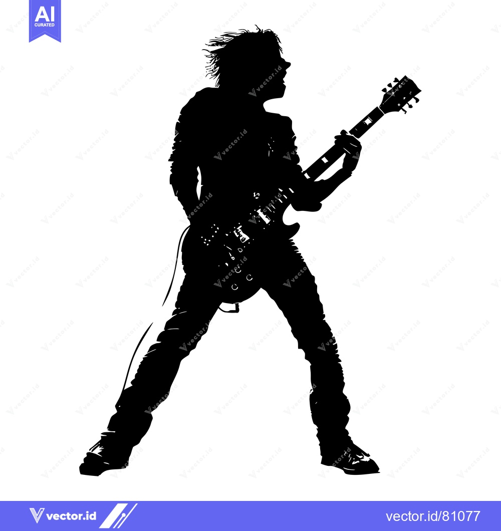 Premium Vector of Silhouette of a Rock Guitarist Playing Electric Guitar