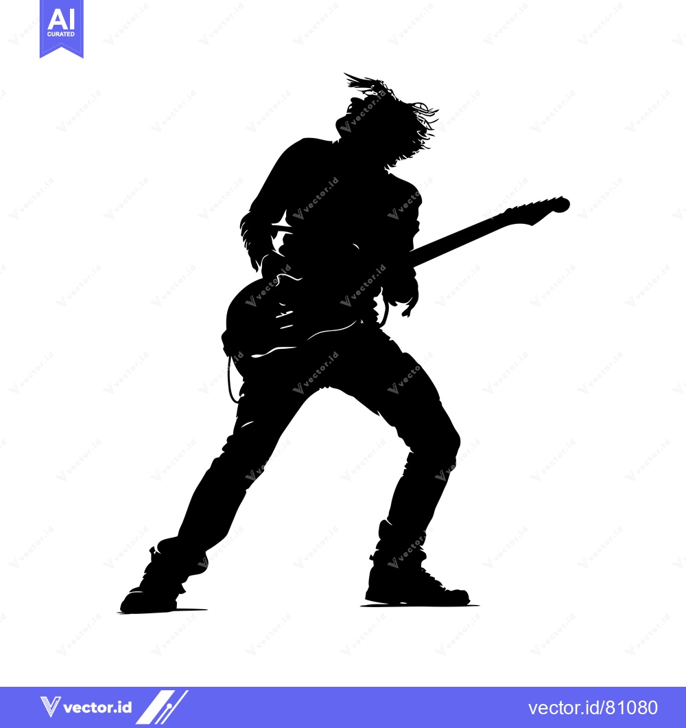Premium Vector of Silhouette of a Musician Playing an Electric Guitar