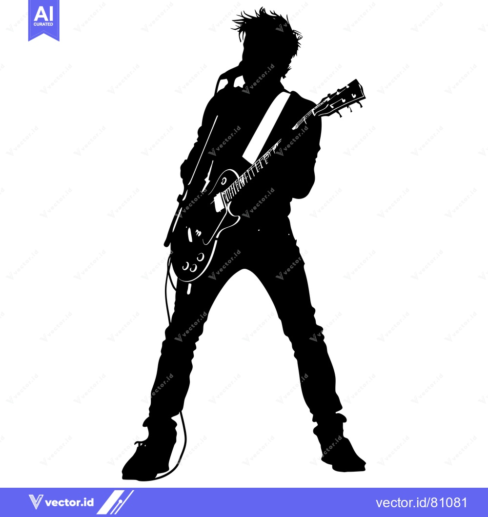 Premium Vector of Silhouette of a Rock Musician Playing an Electric Guitar