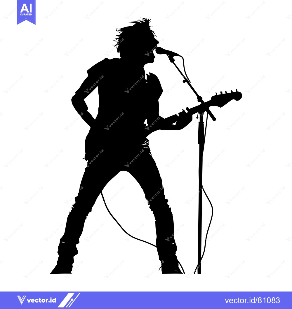 Premium Vector of Silhouette of a Musician Singing and Playing Guitar