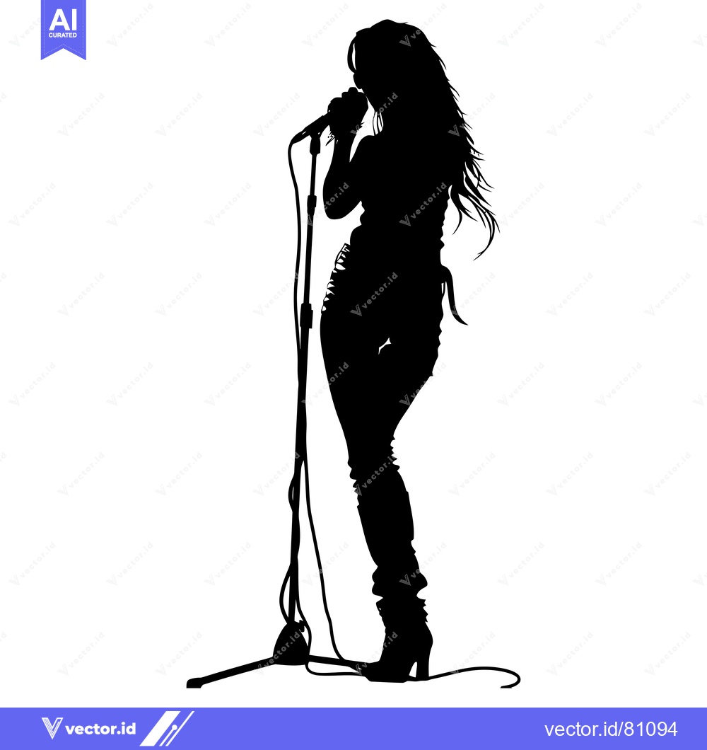 Premium Vector dari Silhouette of a Female Singer Performing on Stage