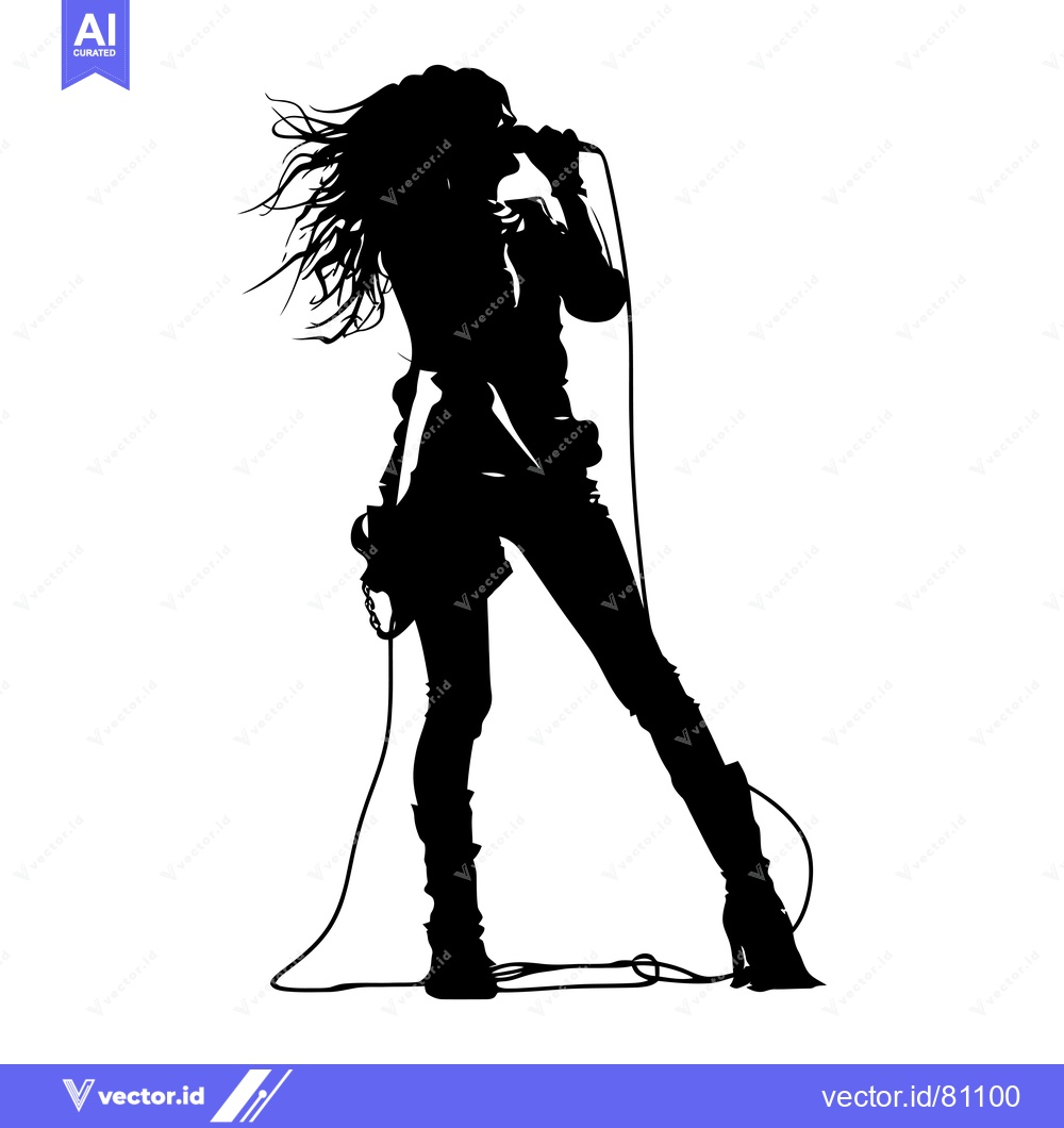 Premium Vector of Silhouette of a Female Singer Performing with a Microphone