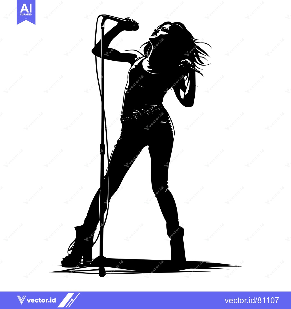 Premium Vector of Silhouette of a female vocalist singing into a microphone