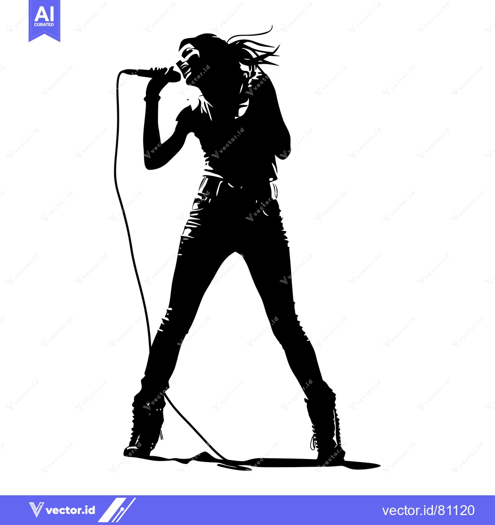 Premium Vector of Silhouette of a Woman Singing into a Microphone