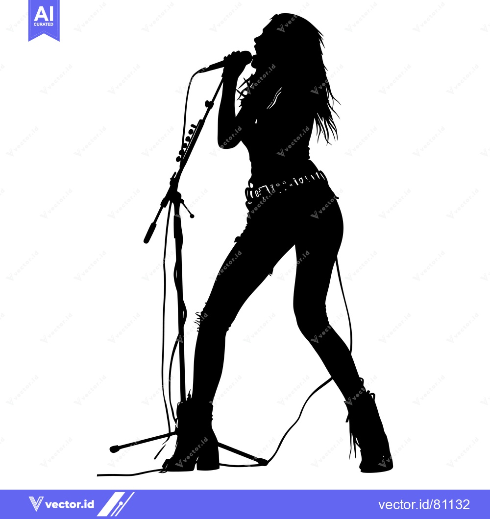 Premium Vector of Silhouette of a Female Singer Performing on Stage