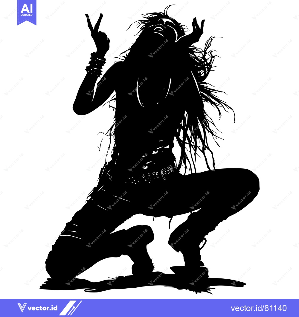 Premium Vector of Silhouette of a woman with long hair, wearing a belt and bracelets, po