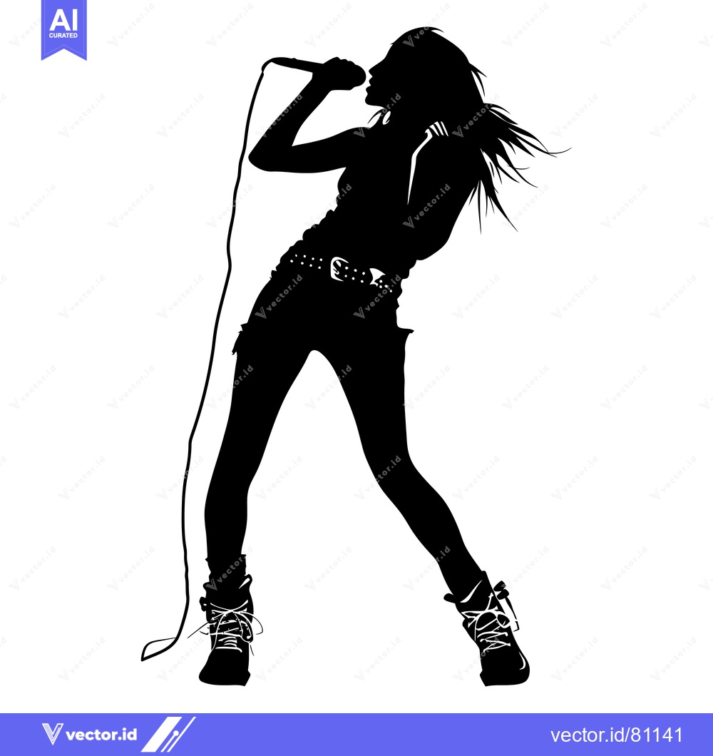 Premium Vector of Silhouette of a Woman Singing into a Microphone