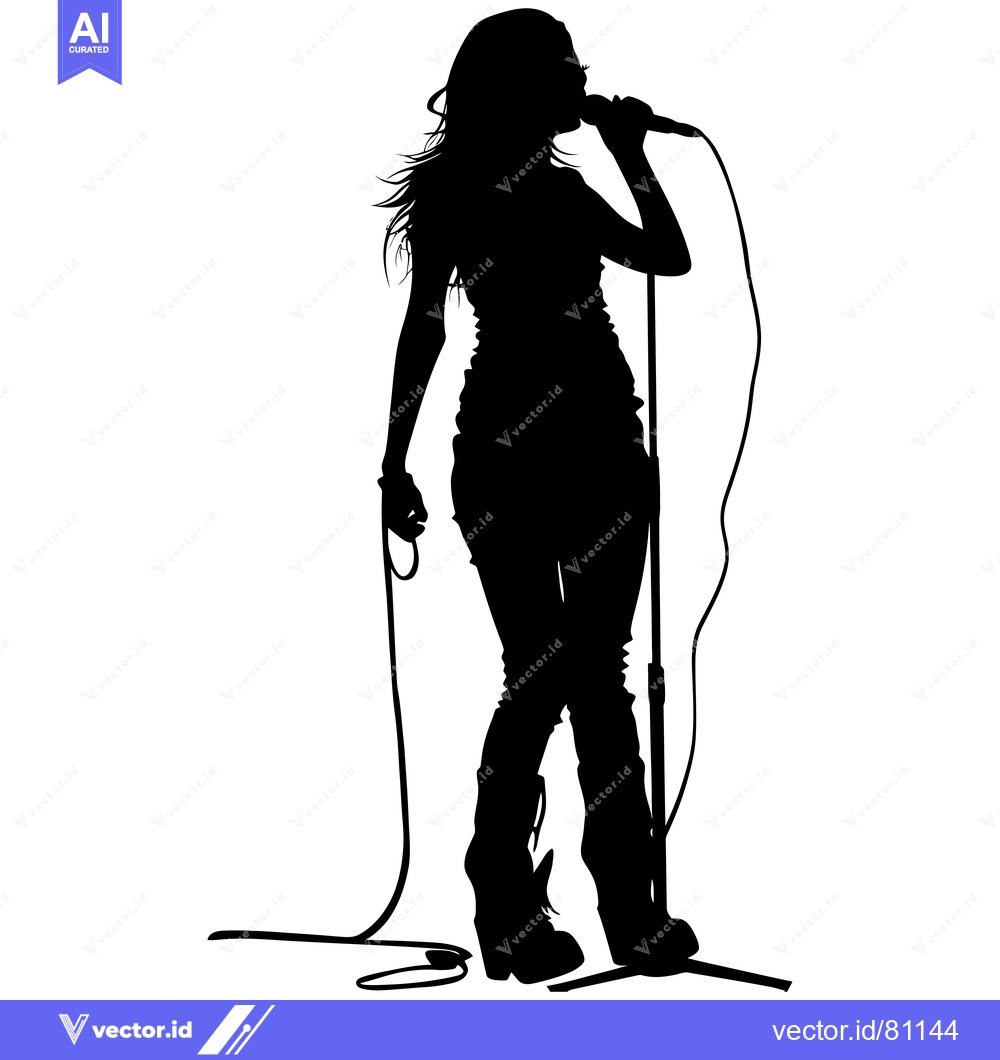 Premium Vector of Silhouette of a Female Singer Performing on Stage