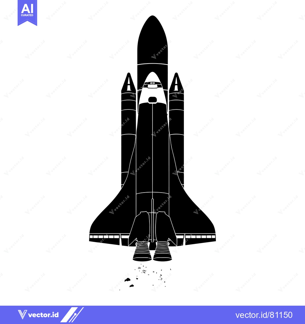Premium Vector dari Black and White Silhouette of a Space Shuttle Taking Off