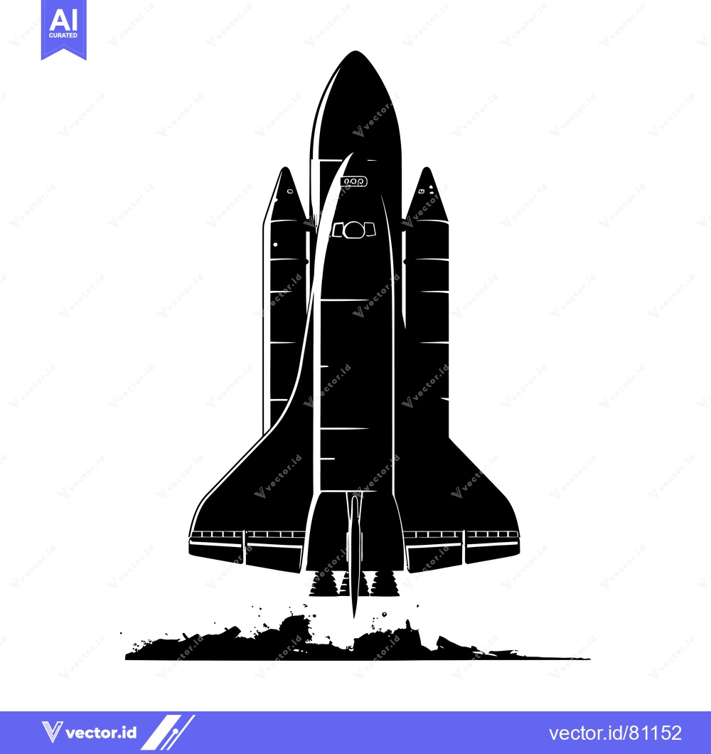 Premium Vector of Black and white silhouette of a space shuttle taking off