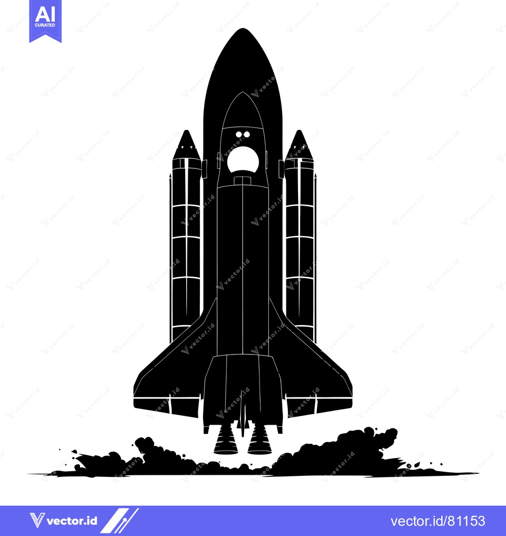 Premium Vector dari Black and White Silhouette of a Space Shuttle Taking Off