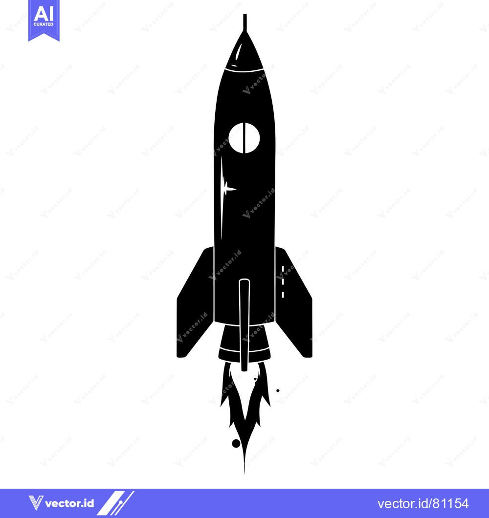 Premium Vector dari Black and White Silhouette of a Rocket Launching