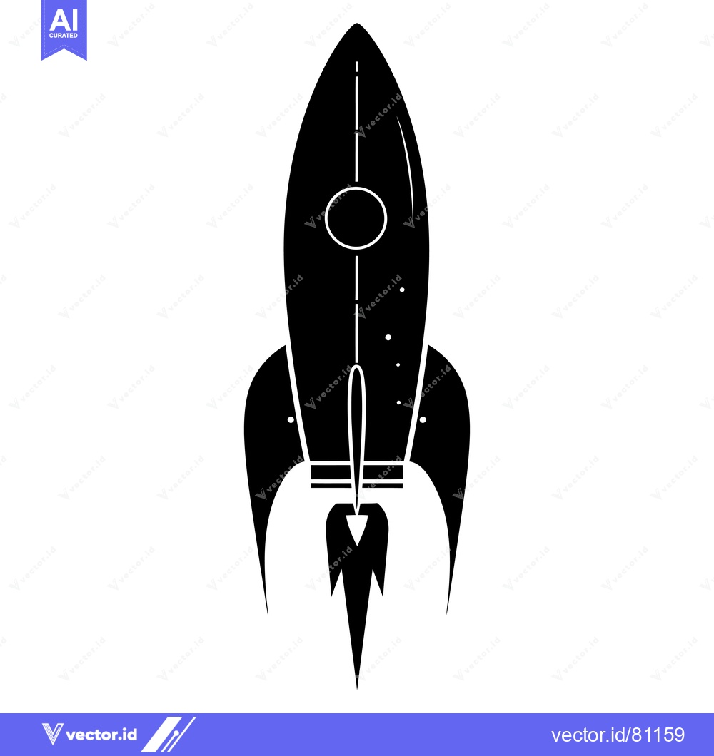 Premium Vector dari A Black and White Illustration of a Rocket Taking Off