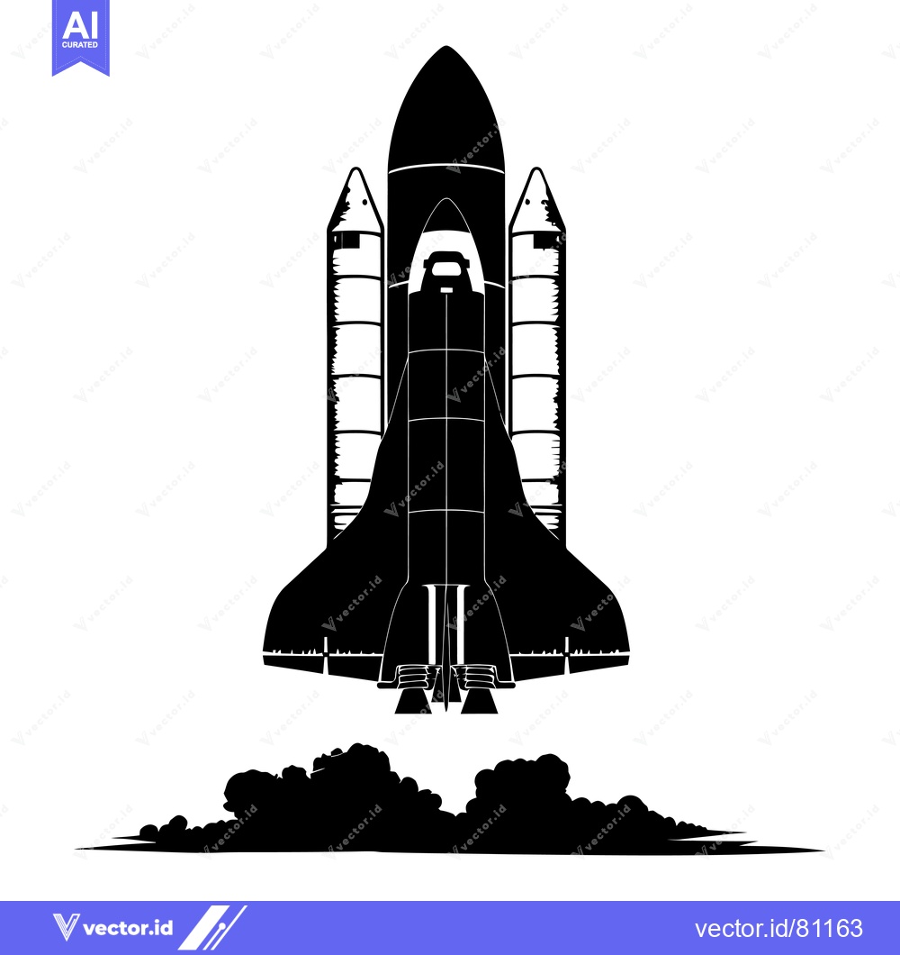 Premium Vector dari Black and White Silhouette of a Space Shuttle Taking Off