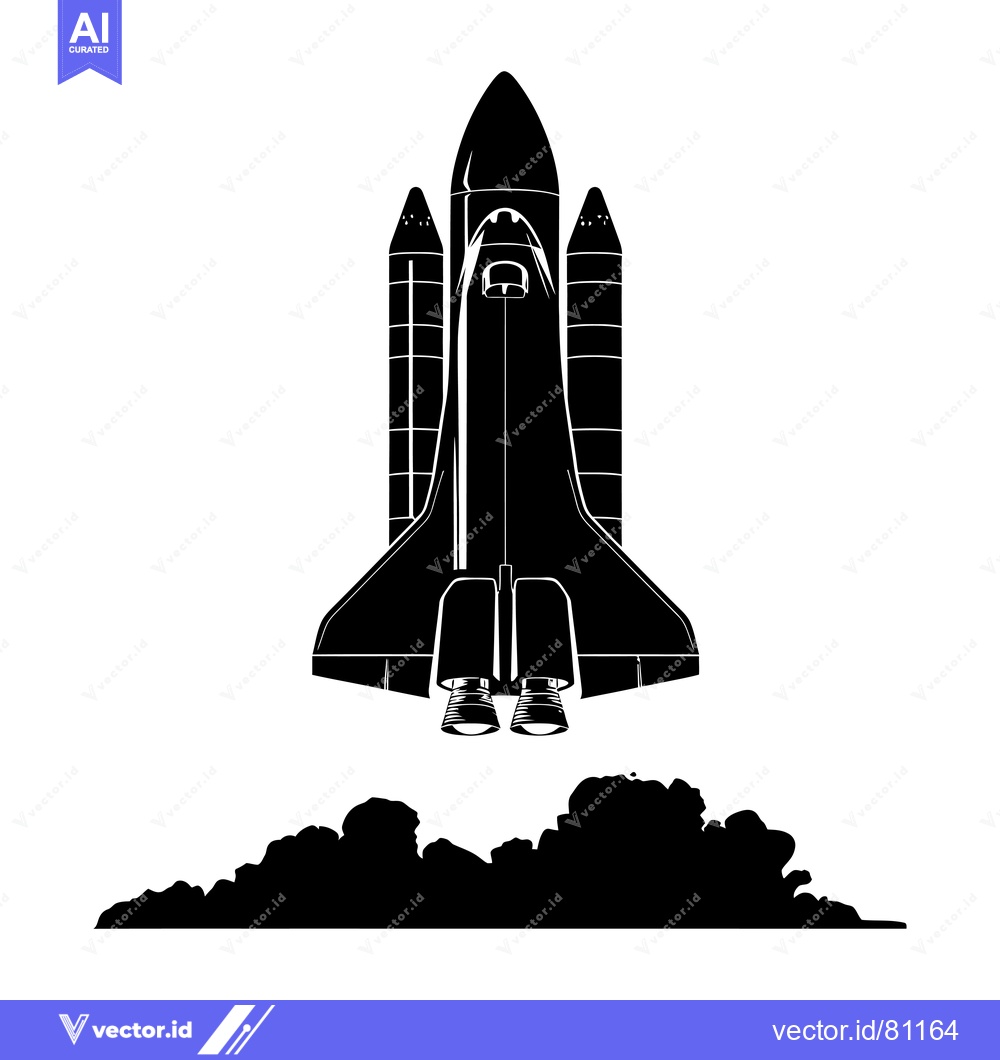Premium Vector of Black and white silhouette of a space shuttle taking off from the grou