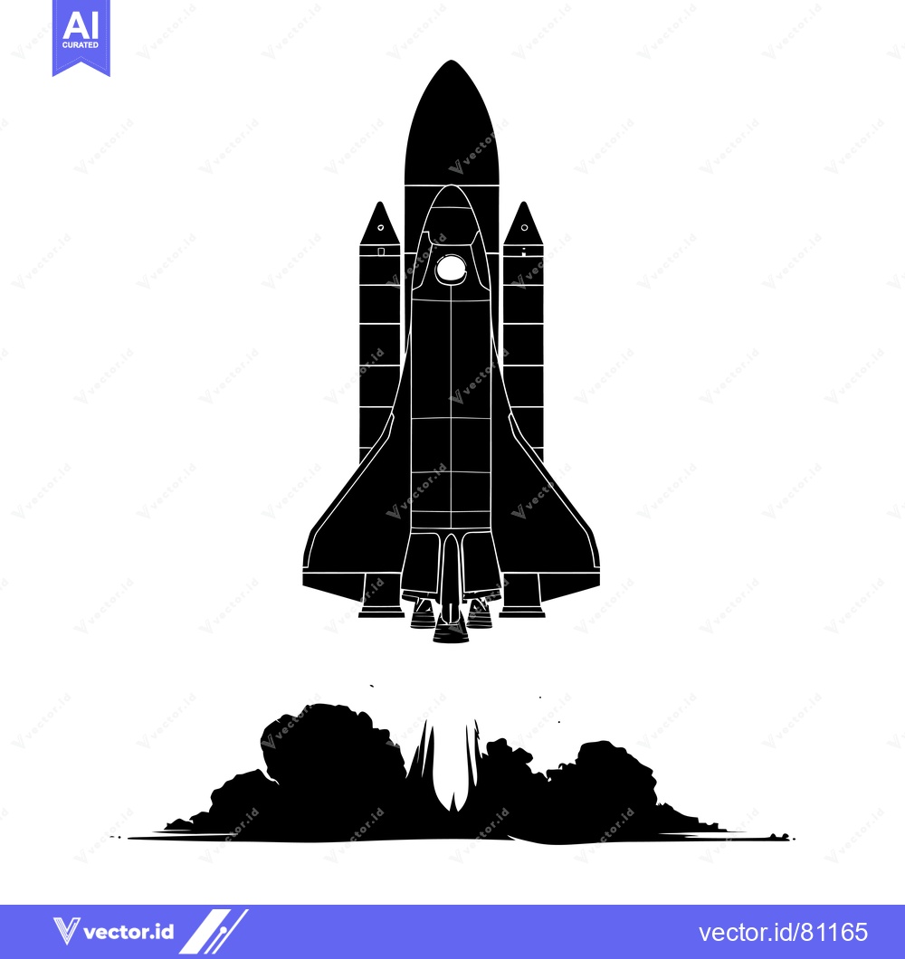 Premium Vector of Black and White Silhouette of a Space Shuttle Taking Off