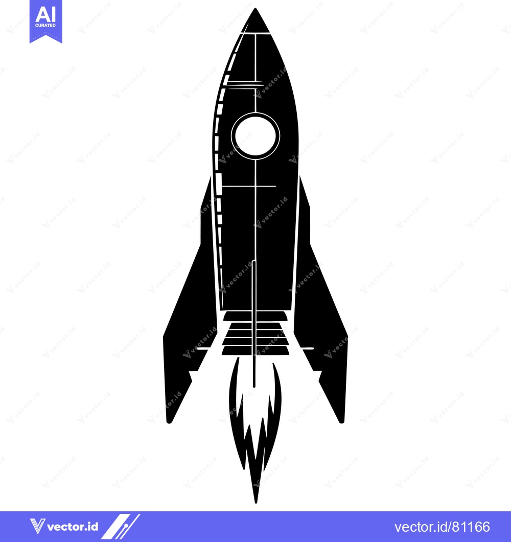 Premium Vector dari Black and White Silhouette of a Rocket Launching