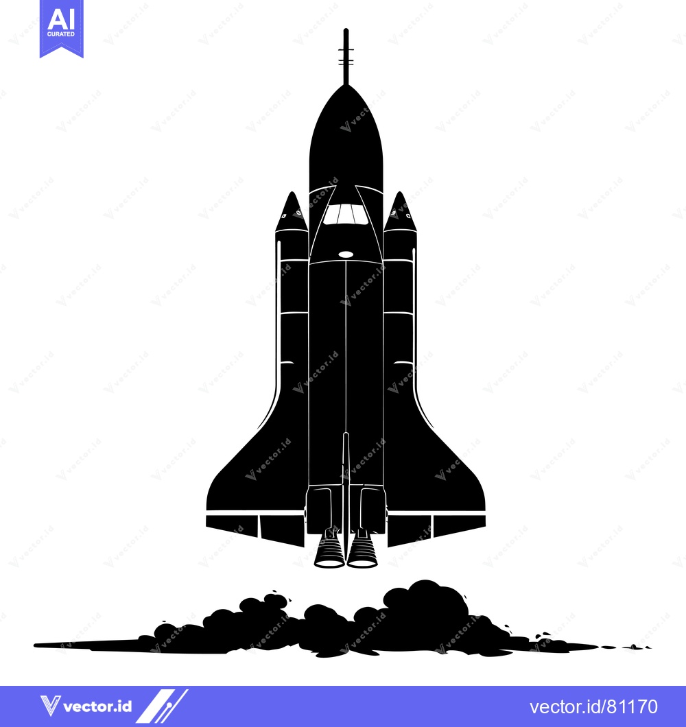 Premium Vector dari Black and White Silhouette of a Space Shuttle Taking Off