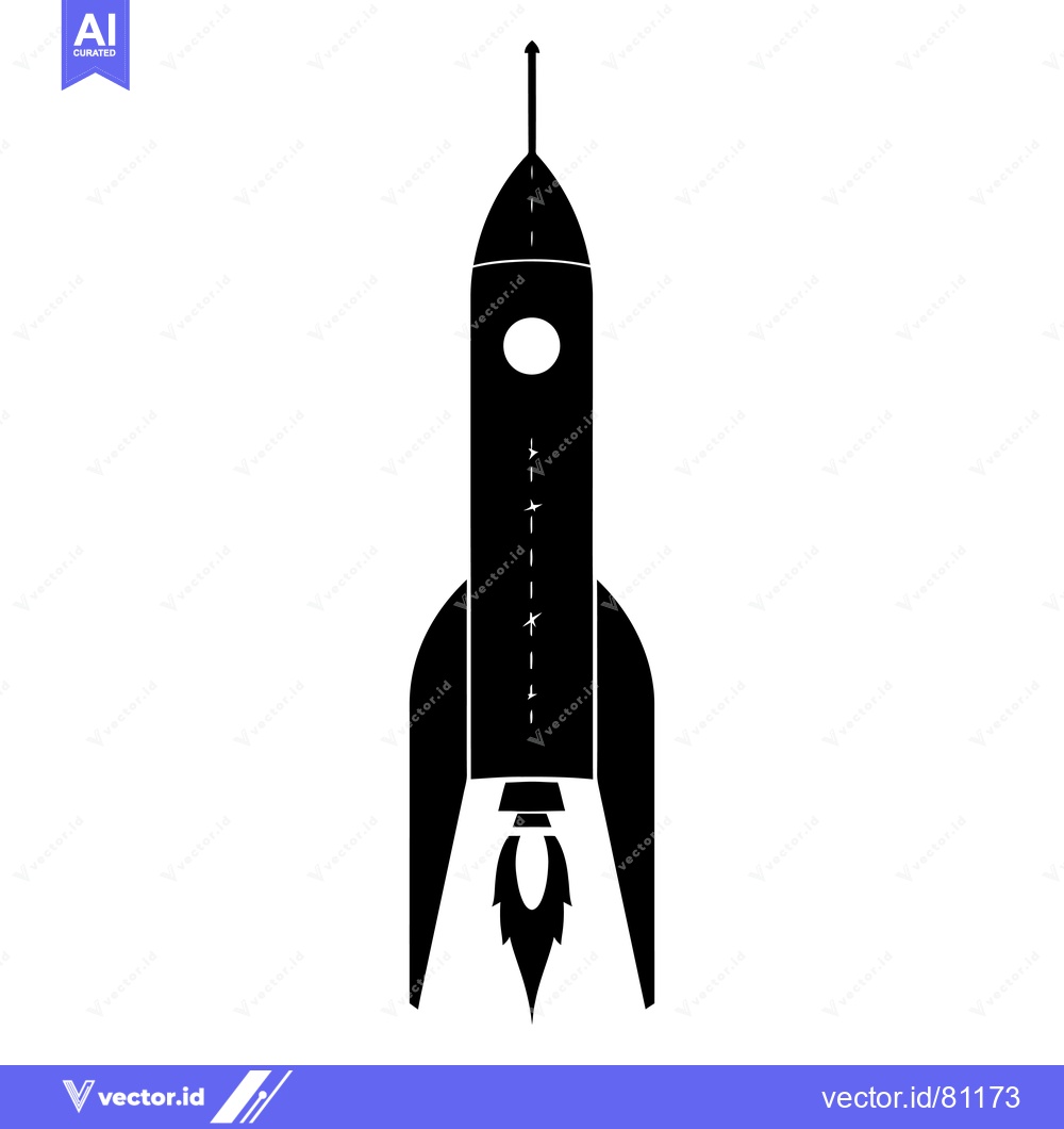 Premium Vector dari Black and White Silhouette of a Rocket in Flight