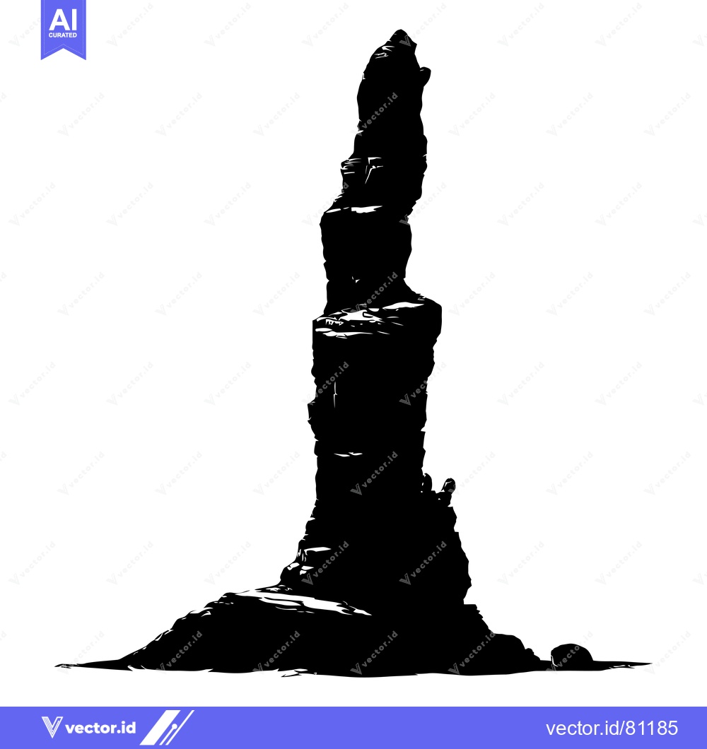 Premium Vector of Tall Rock Formation with a Smaller Rock in the Foreground