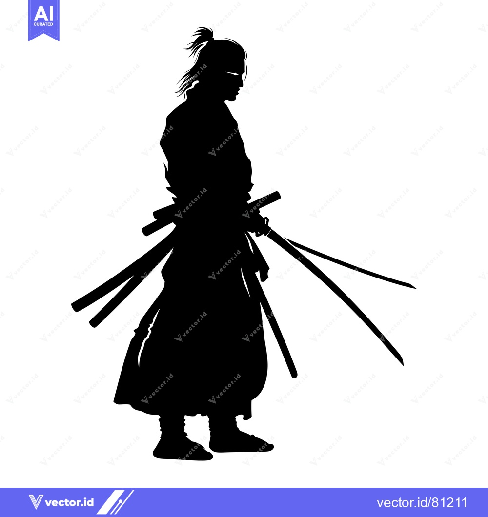 Premium Vector dari Silhouette of a Samurai Warrior Holding a Sword