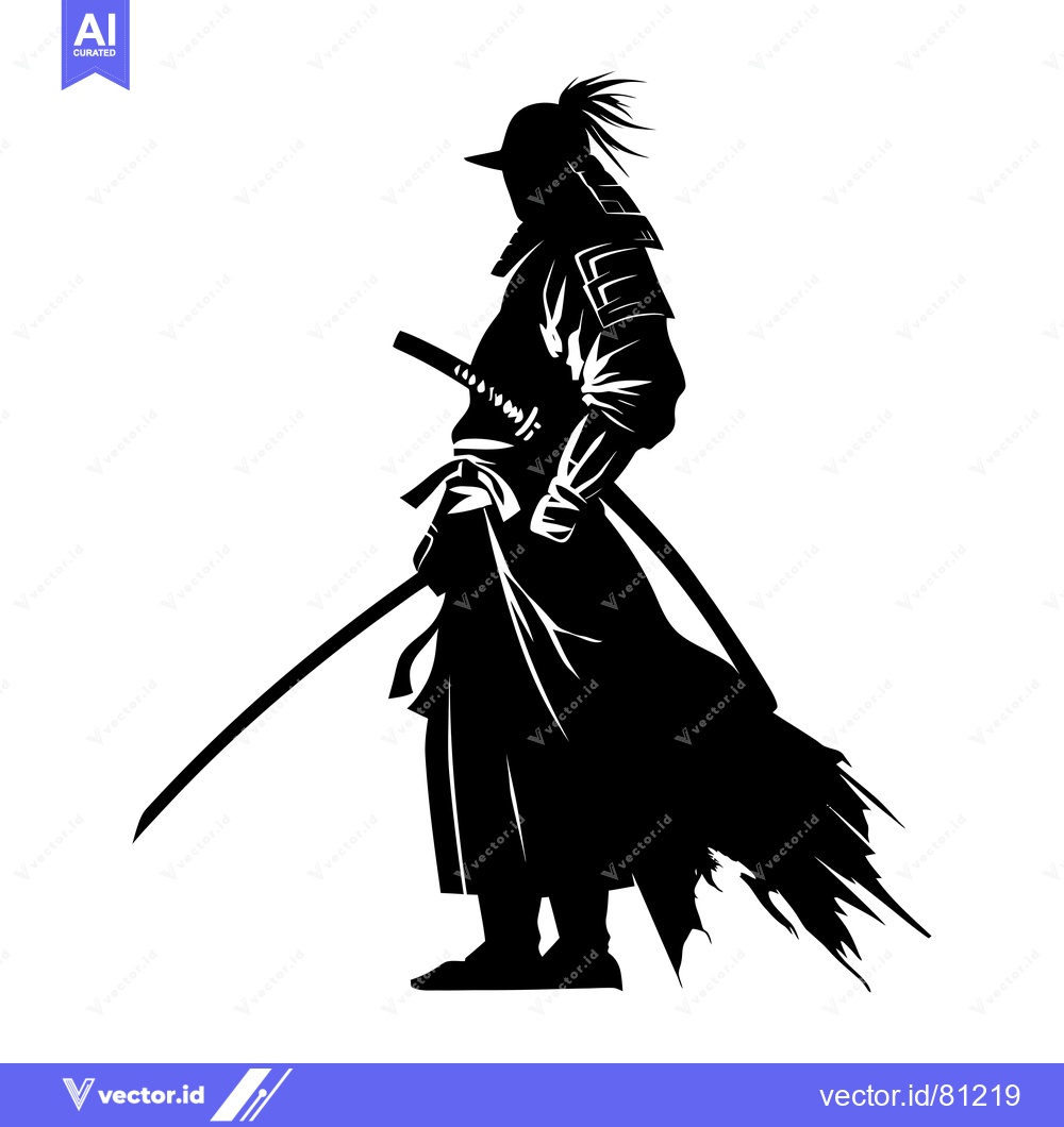 Premium Vector dari Silhouette of a Samurai Warrior with a Sword