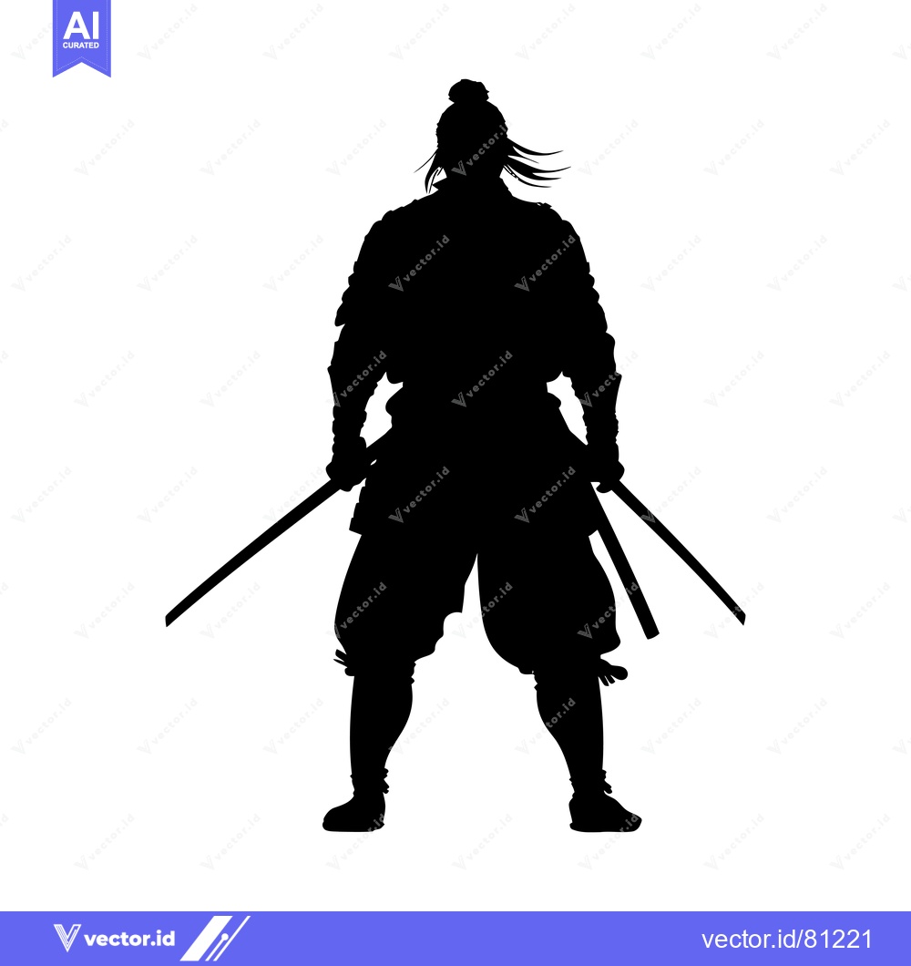 Premium Vector dari Silhouette of a Samurai Warrior with Swords