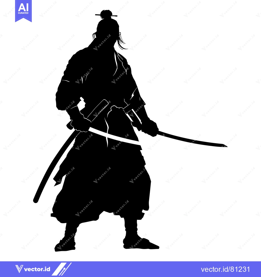 Premium Vector dari Silhouette of a Samurai Holding a Katana Sword