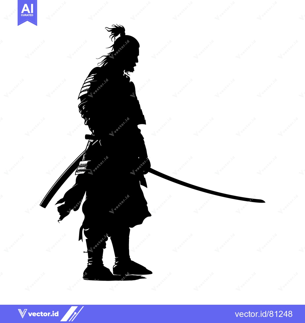 Premium Vector dari Silhouette of a Samurai Warrior Holding a Katana Sword