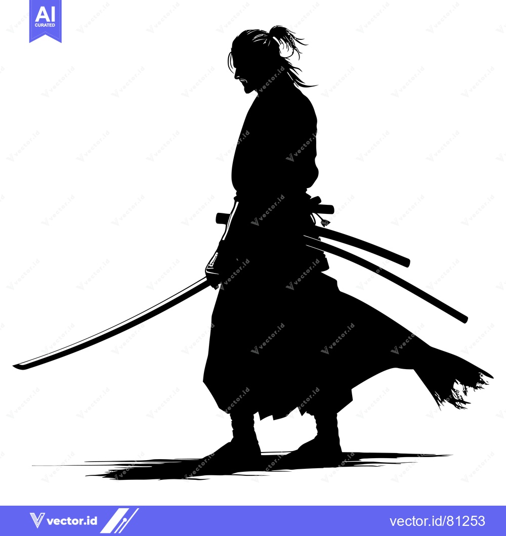 Premium Vector dari Silhouette of a Samurai Warrior with a Sword