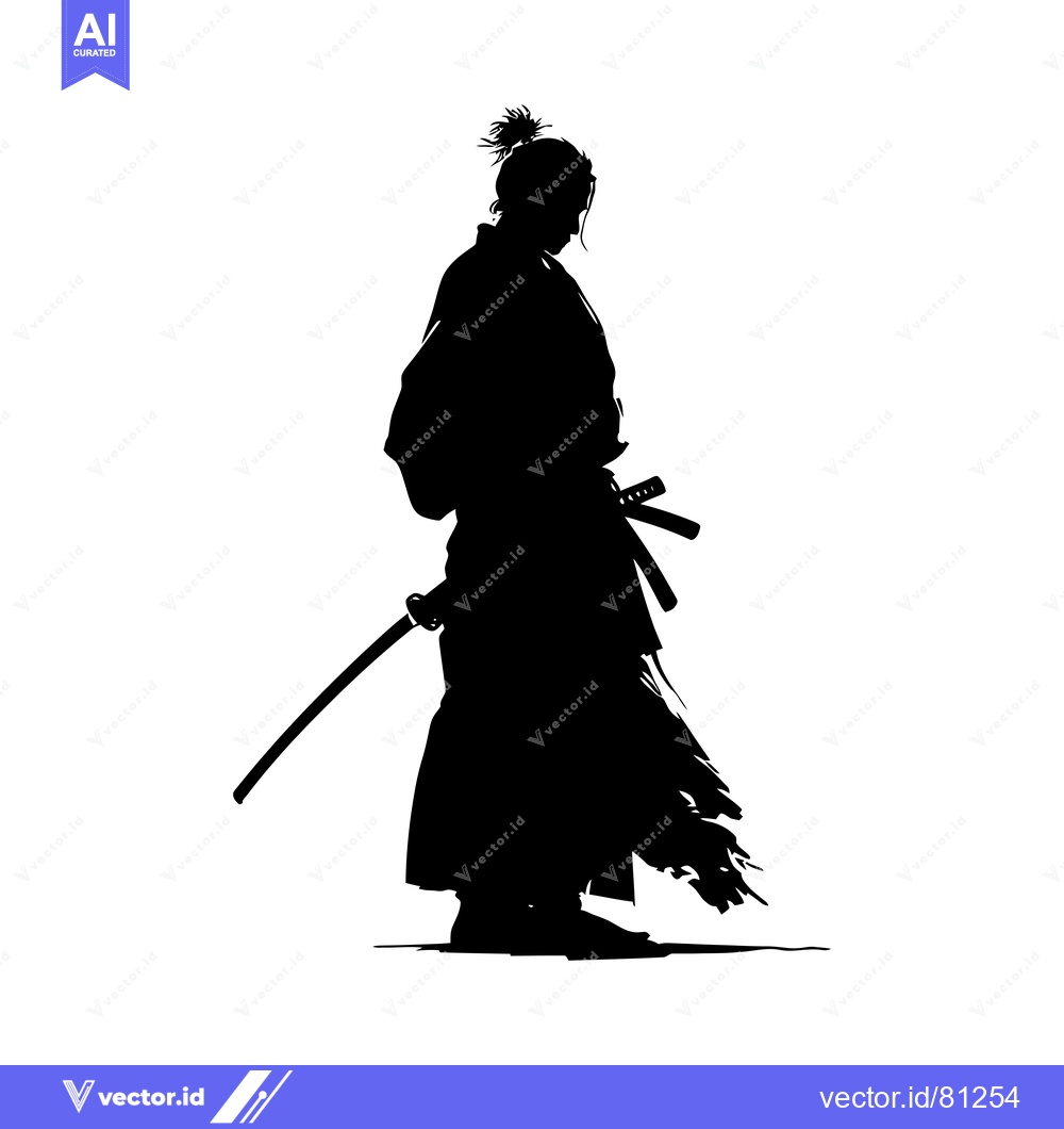 Premium Vector dari Silhouette of a Samurai Warrior with a Sword