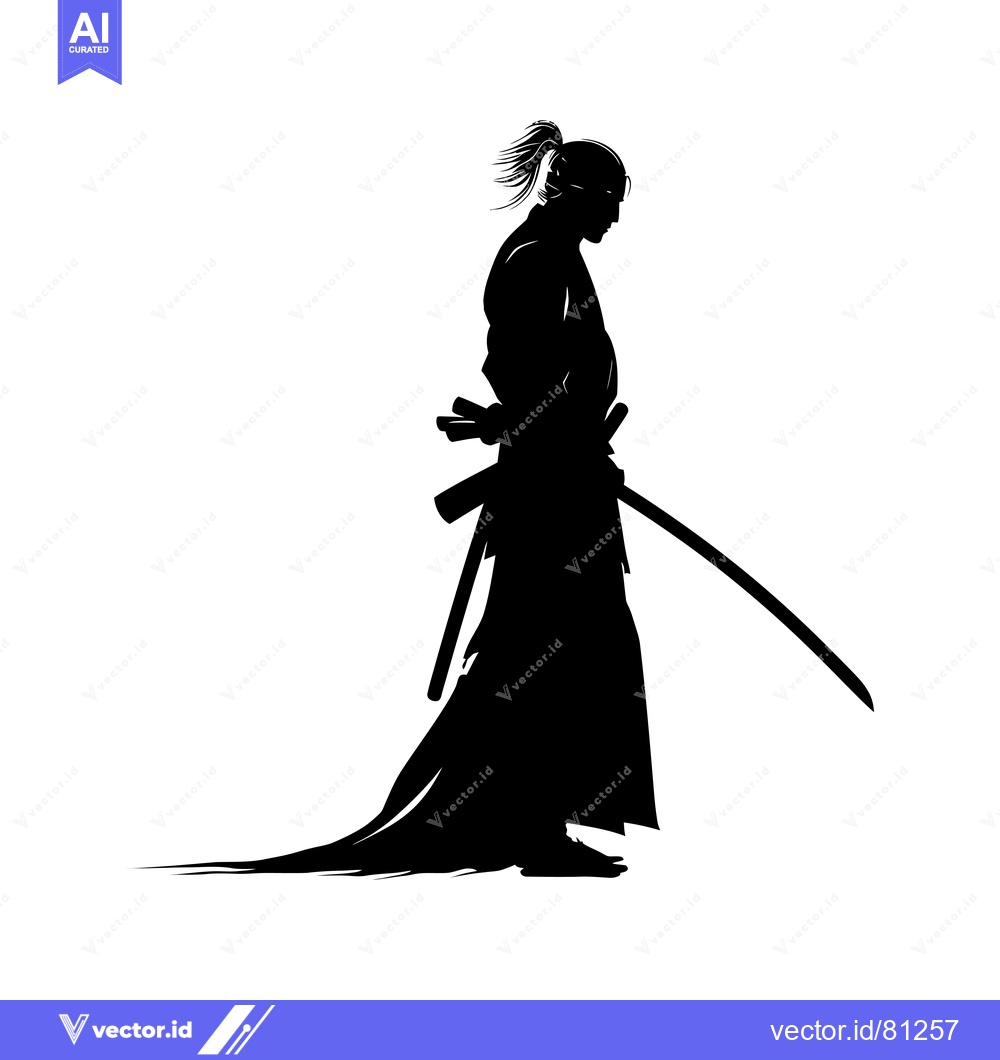 Premium Vector dari Silhouette of a Samurai Warrior with a Long Sword