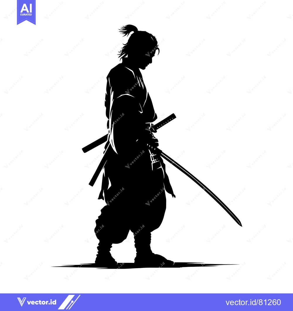 Premium Vector dari Silhouette of a Samurai Warrior Holding a Sword