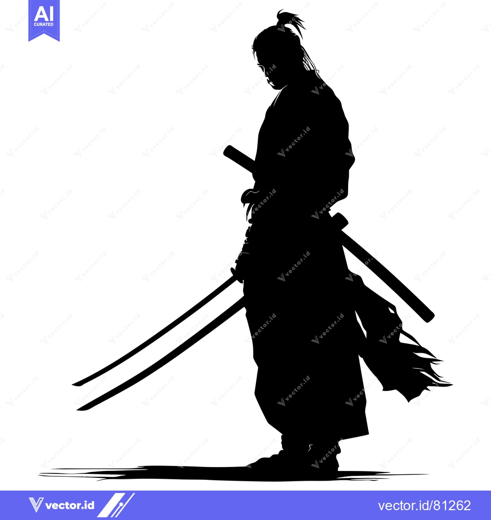 Premium Vector dari Silhouette of a Samurai with Two Swords