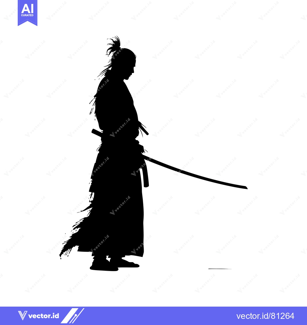 Premium Vector dari Silhouette of a Samurai Holding a Katana