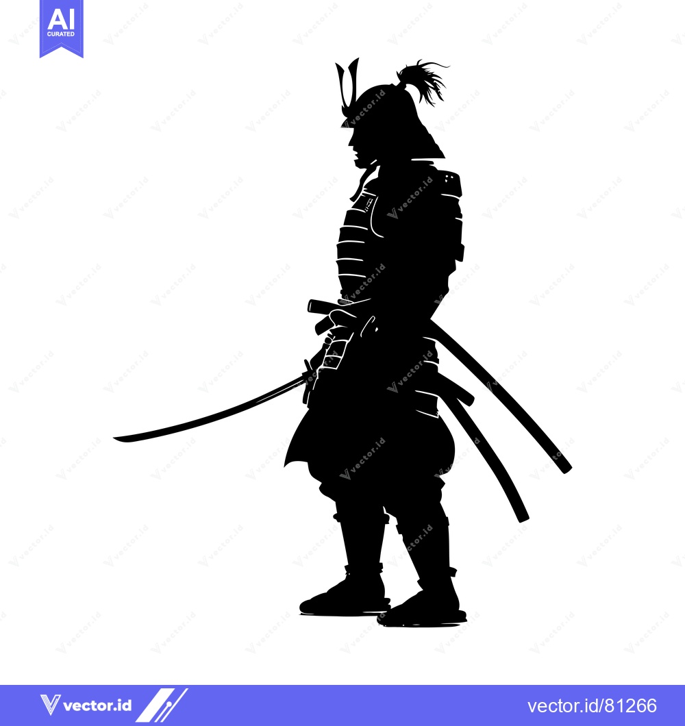 Premium Vector dari Silhouette of a Samurai Warrior with Katana